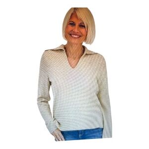 Ladies Style & Co Petite Beige Johnny-Collar Luxsoft Sweater Size PM